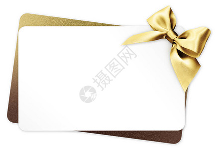 白色背景上孤立的丝带蝴蝶结礼品卡图片