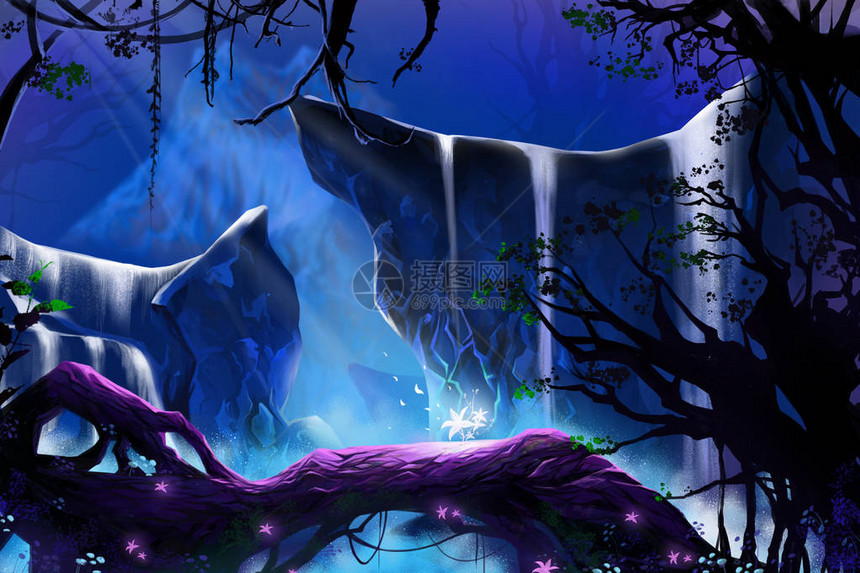 深森林中神秘的光鲜花视频游戏数字CG艺术作品概念说明现实化卡图片