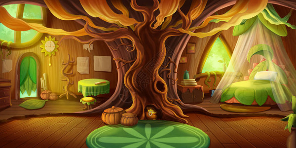 童话小屋内部小说儿童背景概念艺术逼真的插图视频游戏数字CG艺术品图片