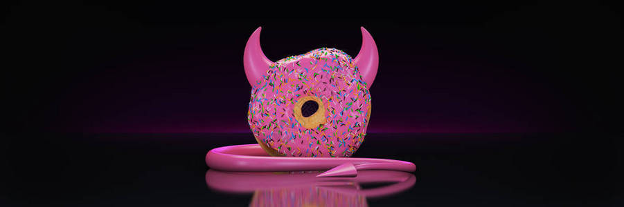 小恶魔表情包甜圈恶魔3d渲染设计图片