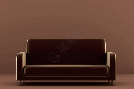 棕色背景的沙发家具室内3d渲染图片