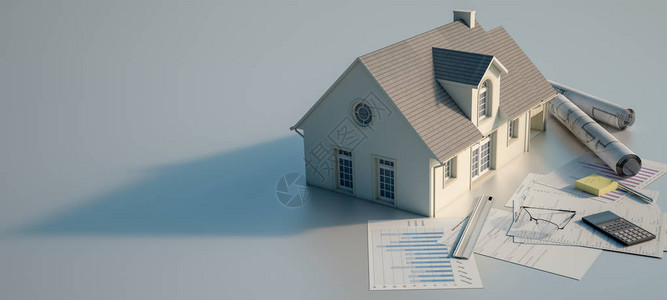 3D提供带有蓝图表抵押贷款申请表预算和设计图片