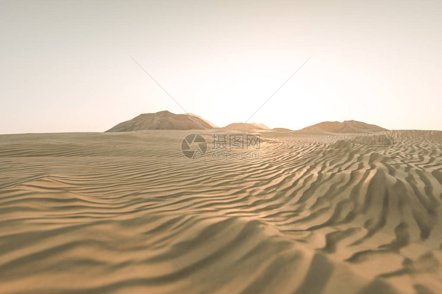 3D进化宽阔的沙漠有条纹形状计图片