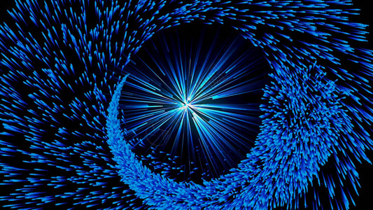 蓝色发光射线的抽象旋转球体图片
