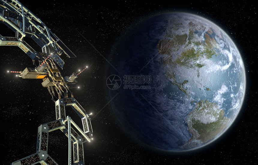 空间站殖民地是近地轨道上的蜂窝和大地测量巨型结构图片