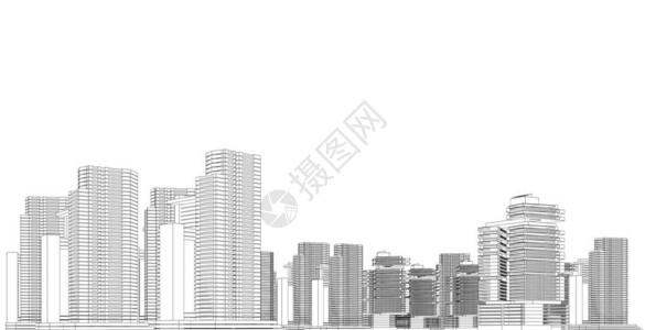 现代建筑线框城市线框的概念建筑的线框建筑图片