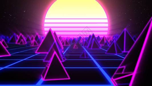 80年代太阳光耀太阳同步波尼恩景观上的反向金字塔图片