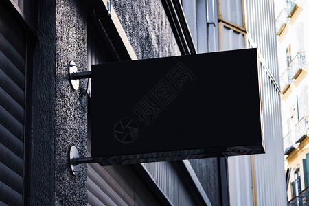 T型广告牌外部街道广告背景现代平板风格上的标识或文字的空框或文本模板型和插画