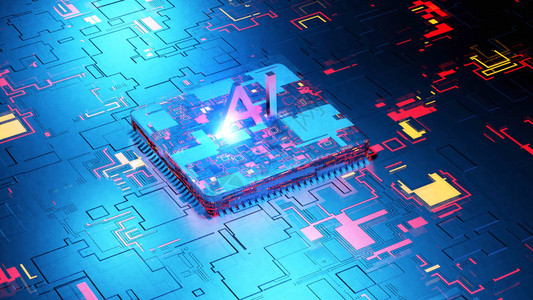 AI人工智能技术CPU中央处理器单元和电子和技术电路板未来概念的图片