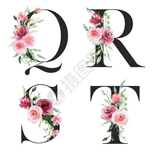 花卉字母字母QRST创图片