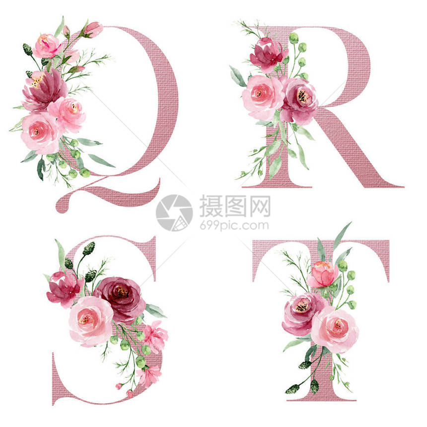 花卉字母字母QRST创图片