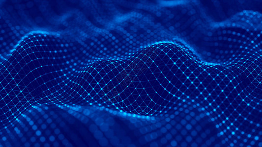 粒子的波未来蓝色点背景与动态波背景图片