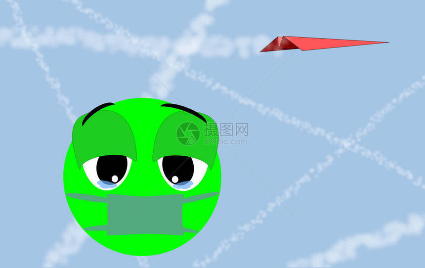 天空中的轨迹Chemtrail阴谋论云间的小径红色的纸飞机插图图片