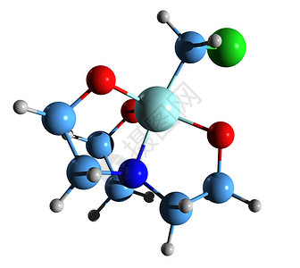 结球甘蓝1氯甲基硅甲烷骨骼配方白底隔离的Atrane分子化学结插画