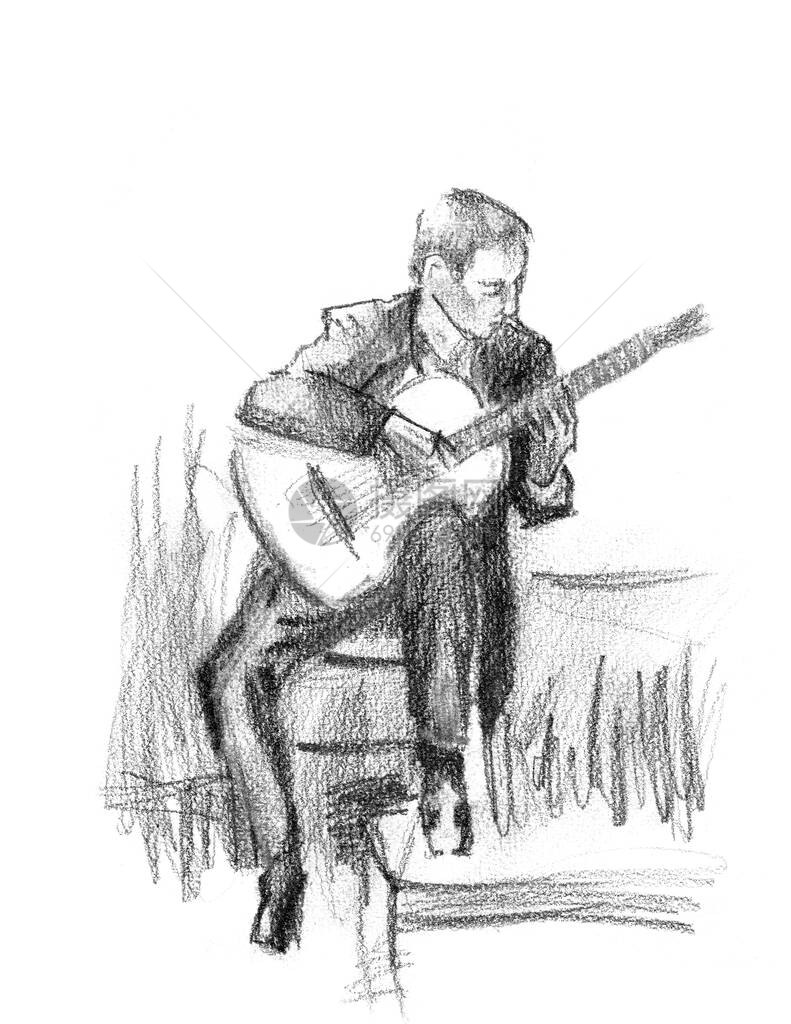 吉他手绘草图图片