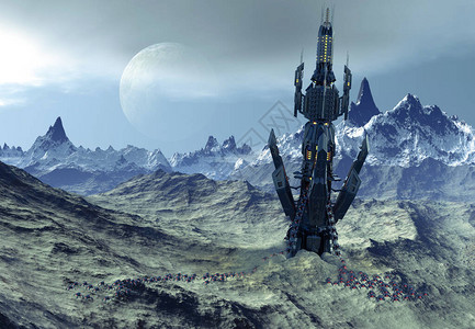 3D由登陆飞船搭载的幻影外星景观设计图片