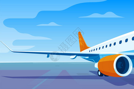 一架长程客机的翼和引擎视图图片