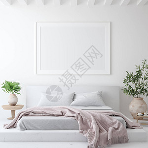 内部白色舒适卧室斯堪的纳维亚风图片