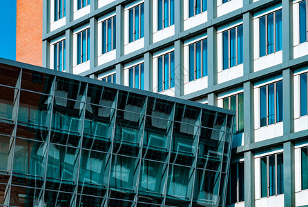 玻璃连廊现代企业建筑玻璃廊走的抽象扭曲反射未来派塑造德国汉插画