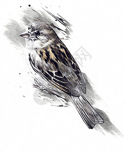 麻雀鸟复古插画艺术素描古图片