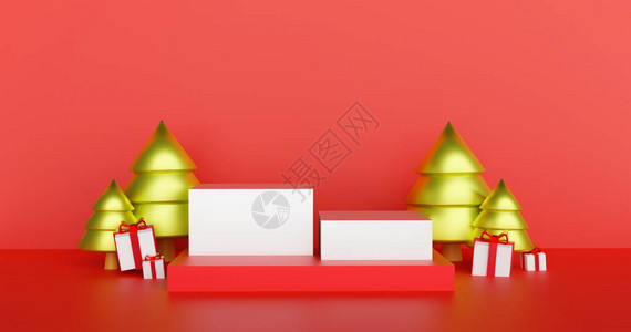 圣诞快乐和新年快乐圣诞节背景与讲台背景图片