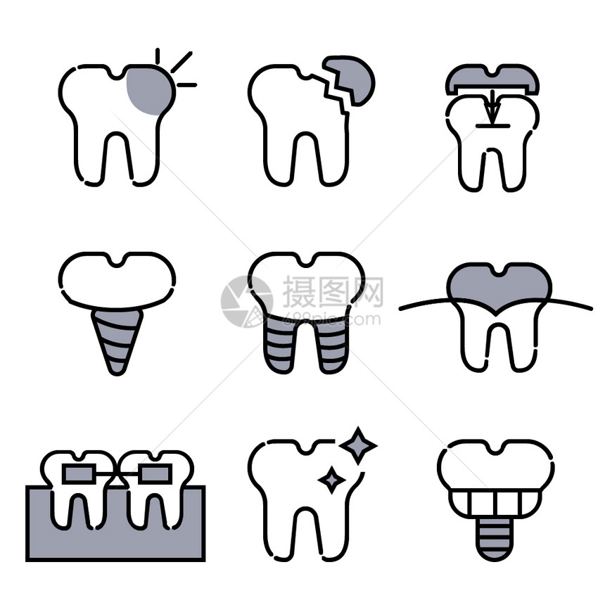 灰色单色调牙齿icon图片