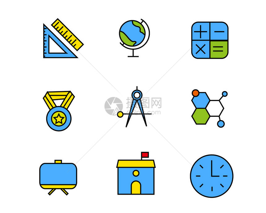 彩色教育图标矢量元素SVG插画元素图片