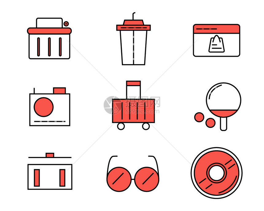 红色图标购物元素套图svg图标图片