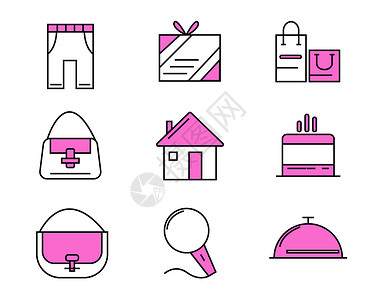 紫色ICON图标购物商品元素套图svg图标背景图片