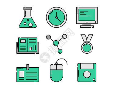 学生证绿色教育主题元素套图插画