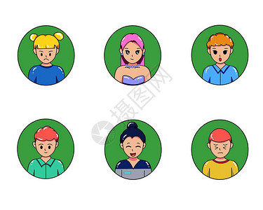 美容师绿色可爱老师人物头像SVG图标元素插画