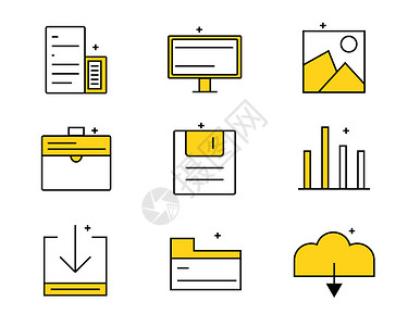 黄色ICON图标商务文件元素套图svg图标图片