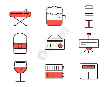 日用洗护红色ICON图标生活日用元素套图svg图标插画