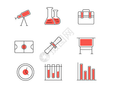 红色表彰奖状红色实验SVG元素图标套图插画
