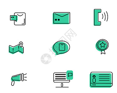 打电话矢量绿色购物信息购物主题矢量元素套图插画