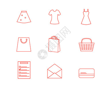红色购物购物袋svg图标元素套图高清图片