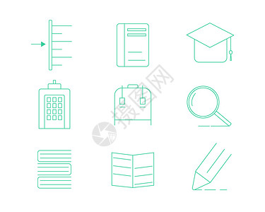 从底部绿色ICON图标教育SVG图标元素套图1插画