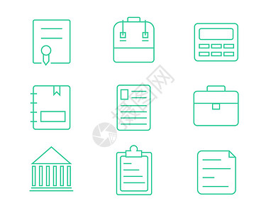 绿色分页笔记本绿色ICON图标教育元素套图svg图标2插画