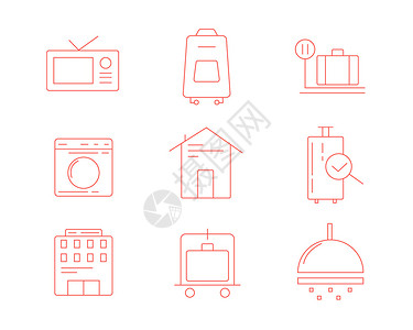 浴霸红色ICON图标旅游SVG图标元素套图1插画