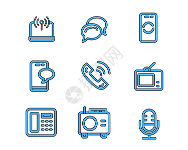 来个电话吧蓝色通信图标信息svg图标元素套图插画