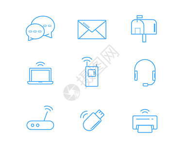 无线信号蓝色通信图标信息svg图标元素套图插画