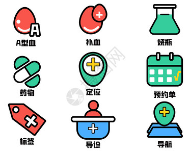 日历Ui医疗医院血型ui图标icon图标插画