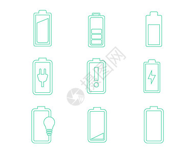 放款快绿色电力图标电池svg图标元素套图插画