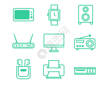 绿色电子设备图标手表svg图标元素套图图片素材