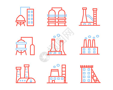 红蓝拼色红蓝工业图标svg图标元素套图插画