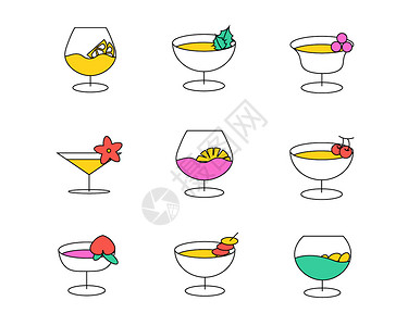 酒水icon彩色矢量图标饮品套图SVG图标元素套图插画