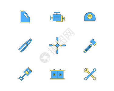 免抠卷尺彩色修理工具图标油桶svg图标元素套图插画
