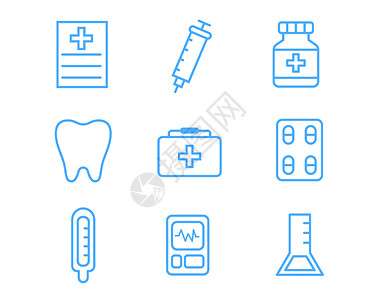 蓝色医疗图标病历单svg图标元素套图图片