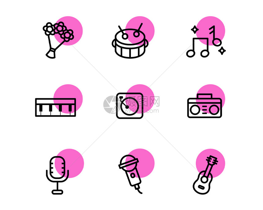 紫色音乐娱乐图标svg图标元素套图图片