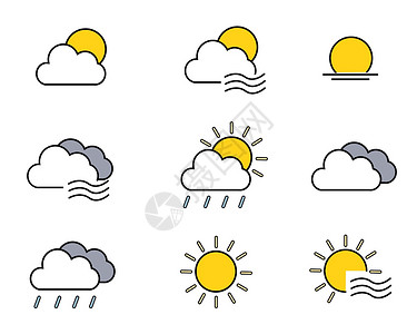 雨天图标ICON图标天气元素套图svg图标插画